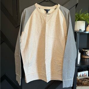 Falls Creek Men’s Long Sleeve Sweater/Shirt Cream & Gray Size XL